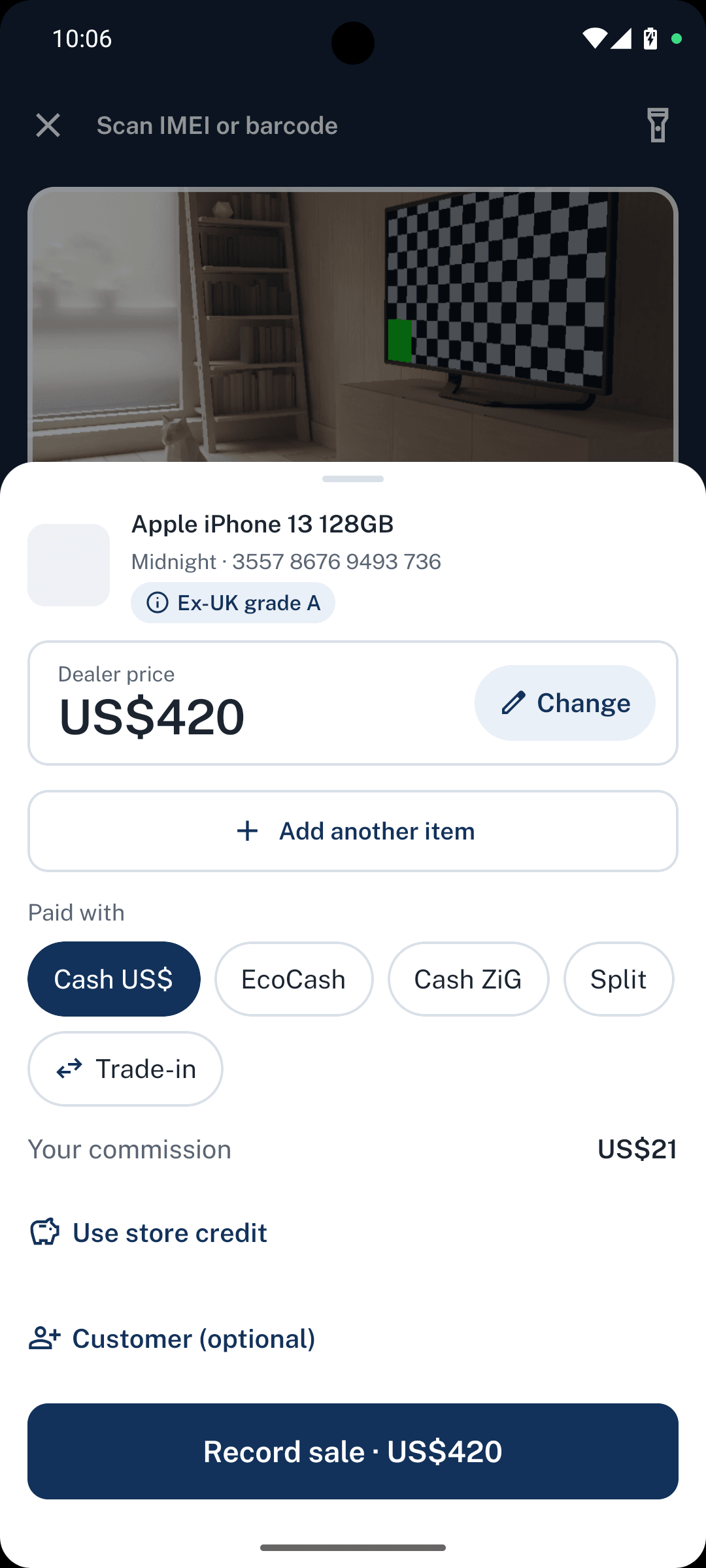 Dealpad screen: Price
