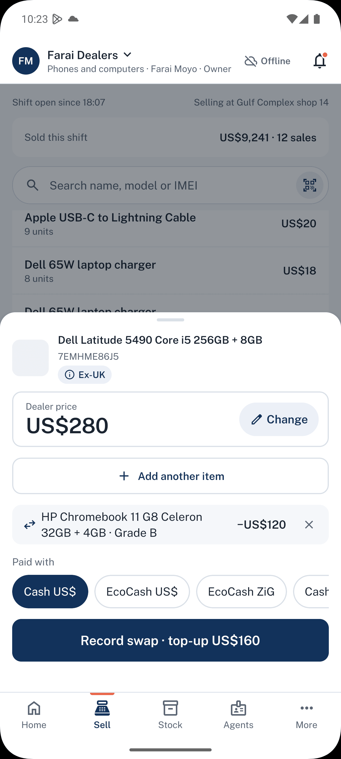 Dealpad screen: Top-up payment